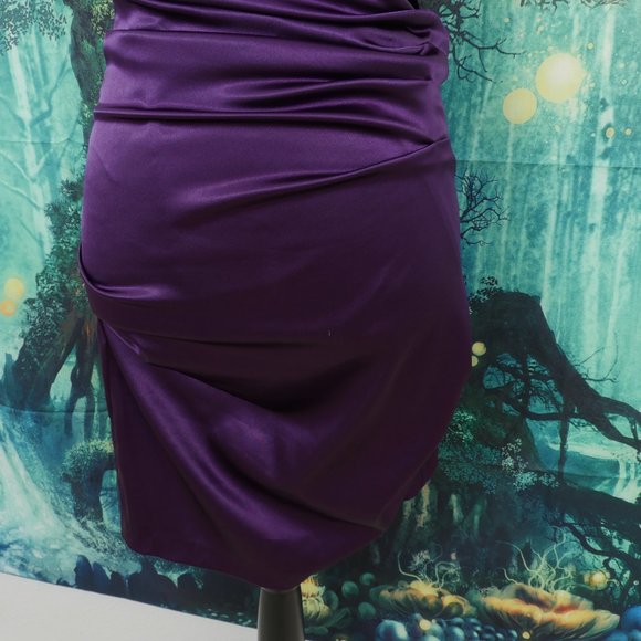 B. Smart Purple One Shoulder Satin Size 5/6 Dress - Picture 4 of 11